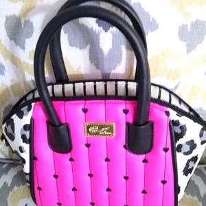 Hot pink leopard hearts Betsey Johnson purse